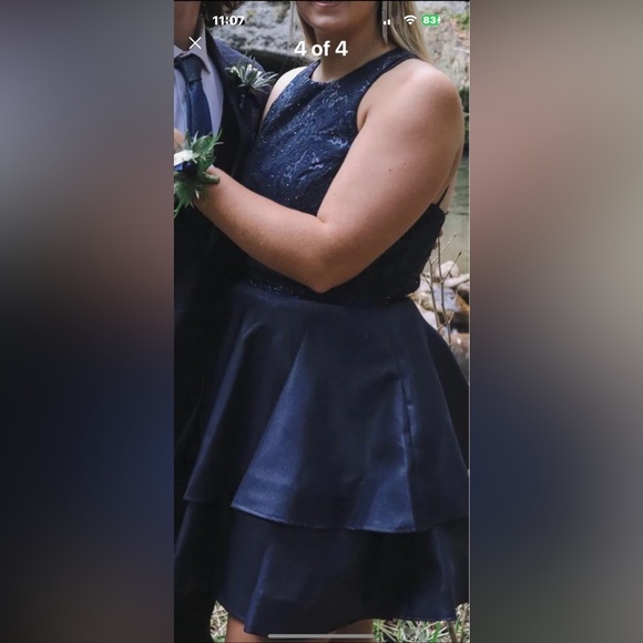 navy Short prom Dress ~ Size 12/14.  Has Pockets.  Only Worn Once. - Picture 3 of 3